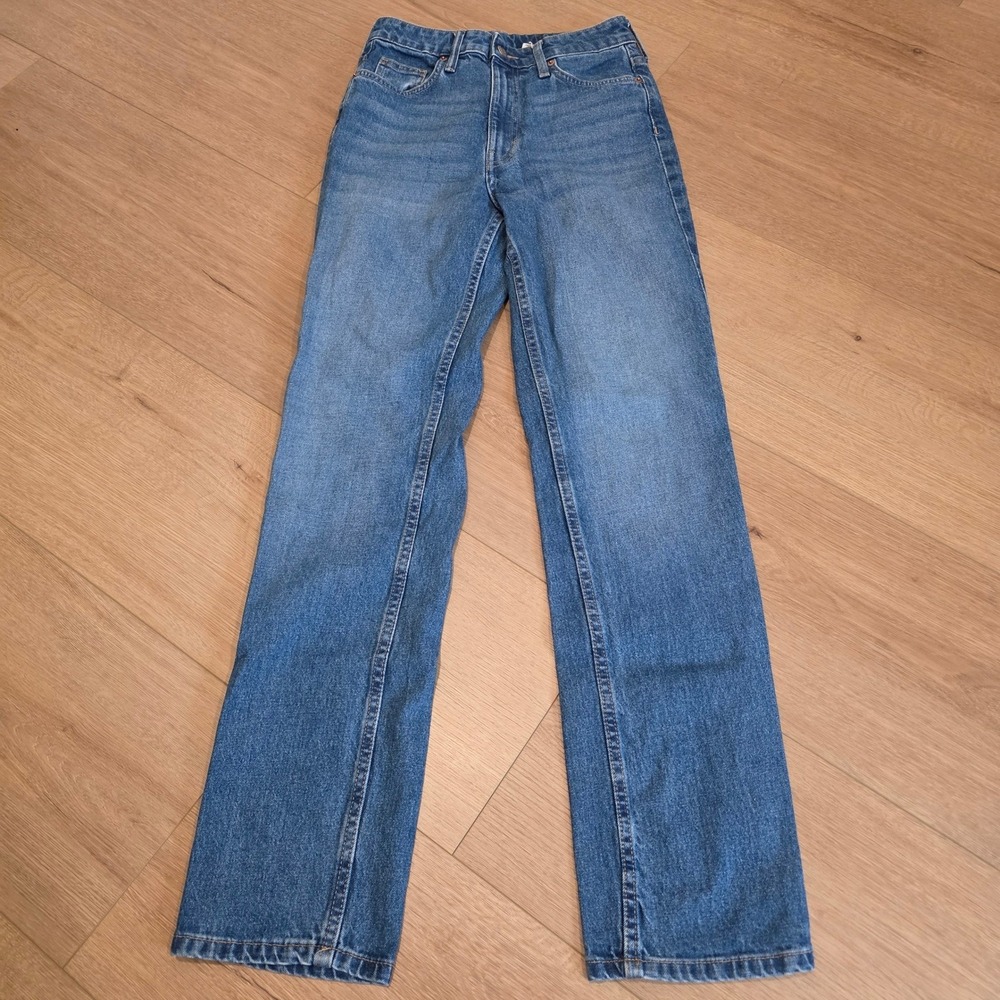 H&M &Denim Vintage Straight High Waist Jeans Womens Size 4 Blue Medium Wash